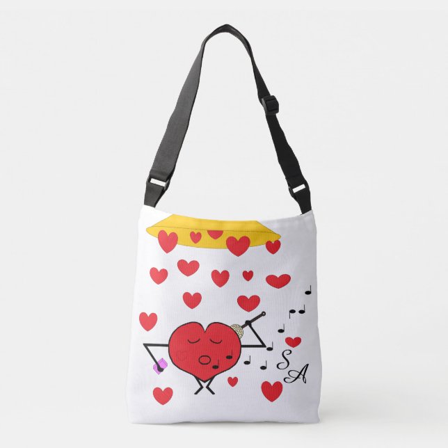 Bolso Cruzado Ducha de corazón blanco: (Anverso)
