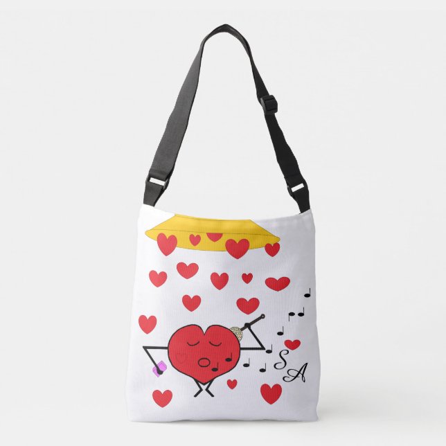 Bolso Cruzado Ducha de corazón: blanco (Anverso)