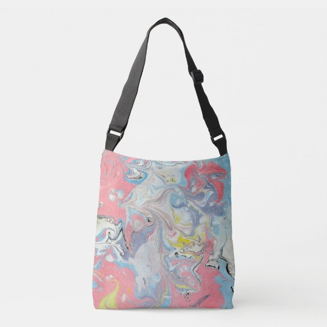Bolso Cruzado Ebru Art Pastel Abstract Marbled Cross Body Bag (Anverso)