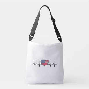 Bolso Cruzado EEUU Flag Hearbeat ECG Electrocardiografía