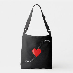 Bolso Cruzado El amor es dulce, el amor es corazón amable en neg