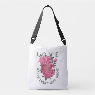 Bolso Cruzado El amor hace que todo crezca - arte romántico flor