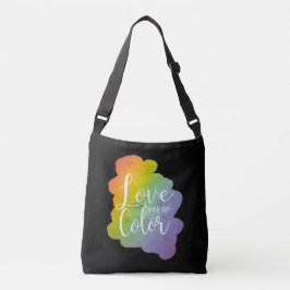 Bolso Cruzado El amor no ve ninguna cita de color negro arcoiris