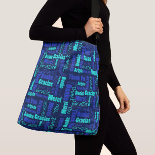 Bolso Cruzado El azul y la turquesa multilingües le agradecen