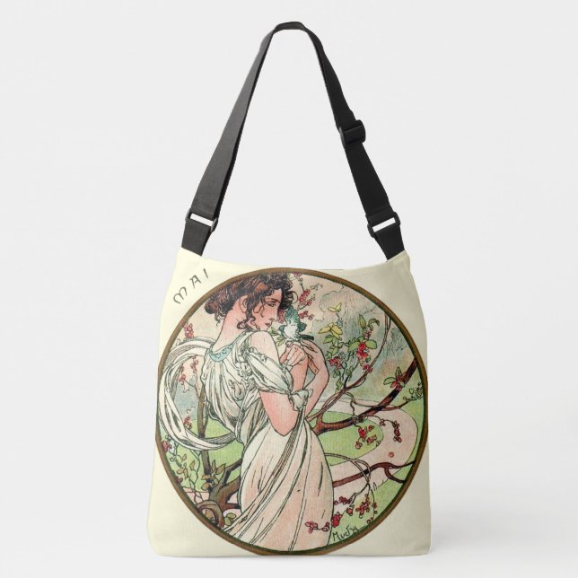 Bolso Cruzado El calendario de Nouveau Mucha del arte puede (Anverso)
