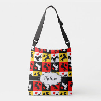 Bolso Cruzado El colorido patrón de Gingham de Dachshunds y Hear