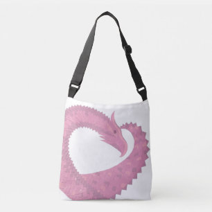 Bolso Cruzado El dragón del corazón rosado en blanco