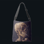 Bolso Cruzado El esqueleto de Van Gogh con cigarrillo en llamas<br><div class="desc">El "Skull of a Skeleton with Burning Cigarette" de Van Gogh. 1885–86. Esta es una pieza temprana realizada como estudio en la Real Academia de Bellas Artes de Bélgica.</div>