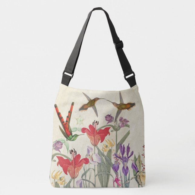 Bolso Cruzado El jardín de los pájaros del colibrí florece la (Anverso)