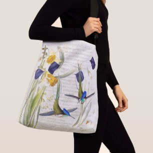 Bolso Cruzado El narciso azul de los pájaros del colibrí florece