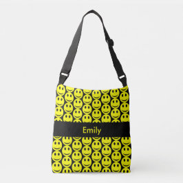 Bolso Cruzado El negro amarillo sonriente feliz de las caras,
