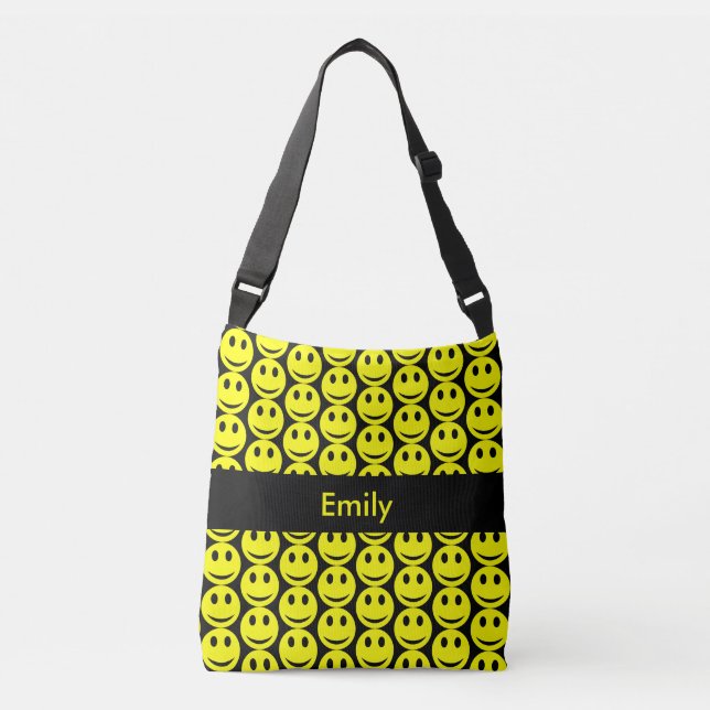 Bolso Cruzado El negro amarillo sonriente feliz de las caras, (Anverso)