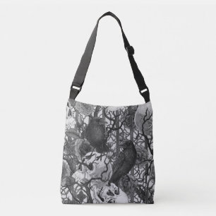 Bolso Cruzado El secreto de Raven. Ilustracion gótico oscuro y m