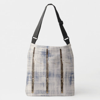 Bolso Cruzado El trío del Bassoon en blanco azul se descoloró