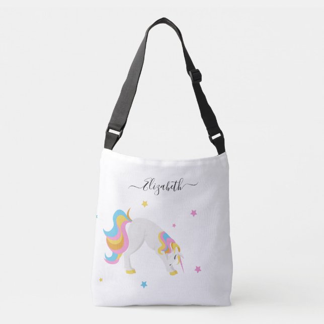 Bolso Cruzado El yoga unicornio es un divertido nombre blanco (Anverso)