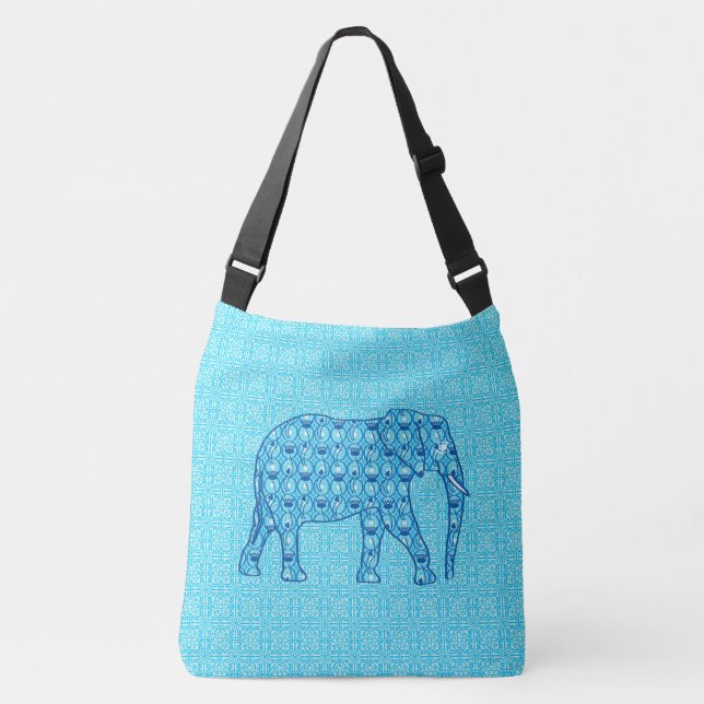 Bolso Cruzado Elefante de flores de Lotus - turquesa (Anverso)