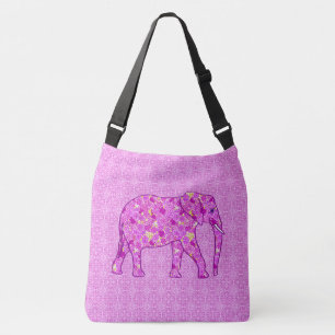 Bolso Cruzado elefante de flores - orquídea y magenta