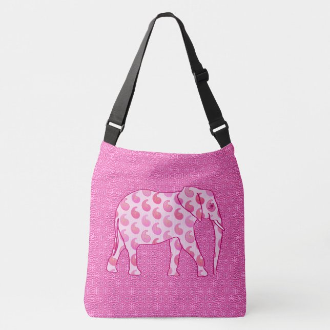 Bolso Cruzado elefante de paisley - rosa hielo y fucsia (Anverso)