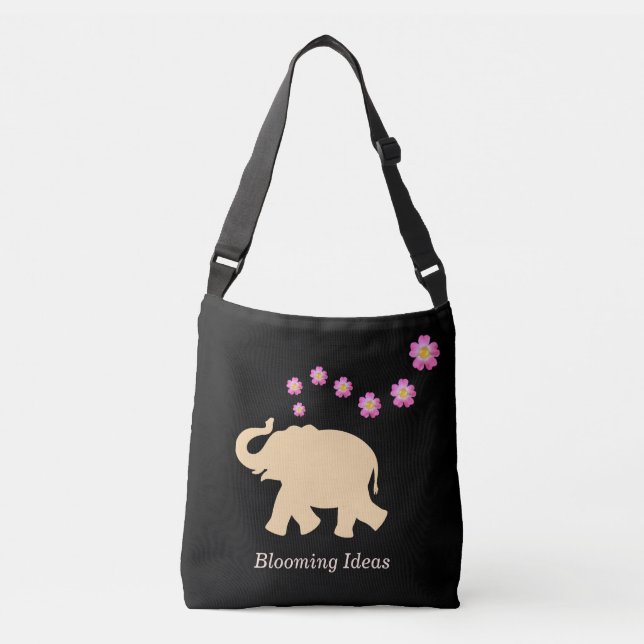 Bolso Cruzado Elefante, flores e ideas florecientes Textos sobre (Anverso)