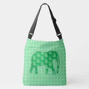 Bolso Cruzado elefante paisley - verde jade y blanco