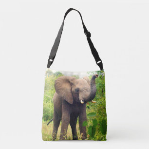 Bolso Cruzado Elefante salvaje y plantas tropicales