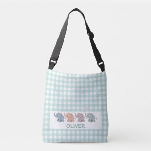 Bolso Cruzado Elefantes de dibujos animados gingham lindos