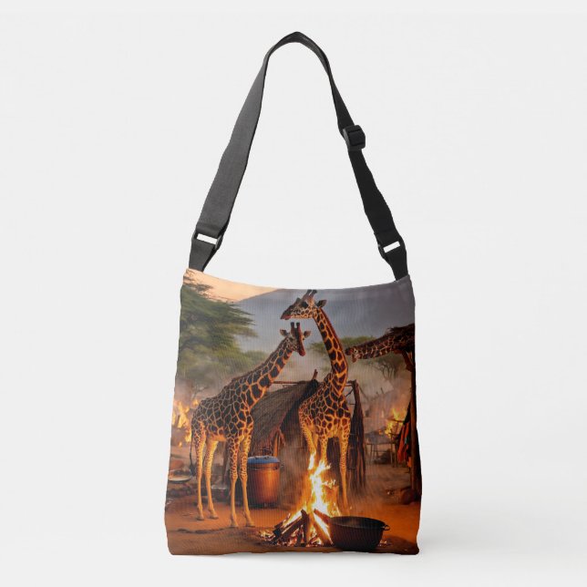 Bolso Cruzado Elegancia en lo salvaje: majestuosa Giraffe Silhou (Anverso)