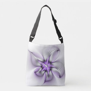 Bolso Cruzado Elegancia floral arte abstracto moderno violeta fr