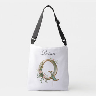Bolso Cruzado Elegant Gold Floral Letter Q Crossbody Bag