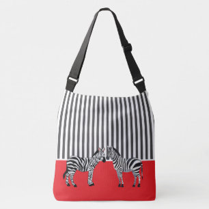 Bolso Cruzado Elegante a juego Negro y blanco cebra rojo
