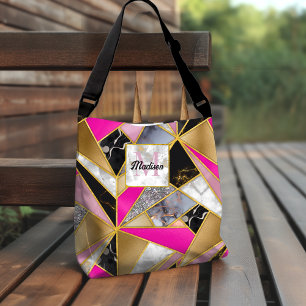 Bolso Cruzado Elegante abstracto de color rosa oscuro geométrico