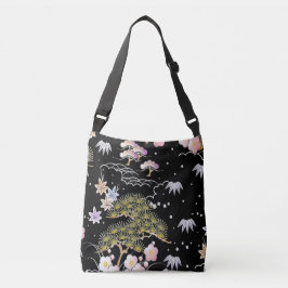 Bolso Cruzado Elegante arte botánico de inspiración japonesa|