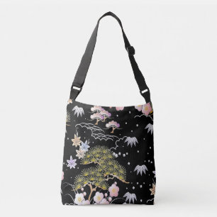 Bolso Cruzado Elegante arte botánico de inspiración japonesa