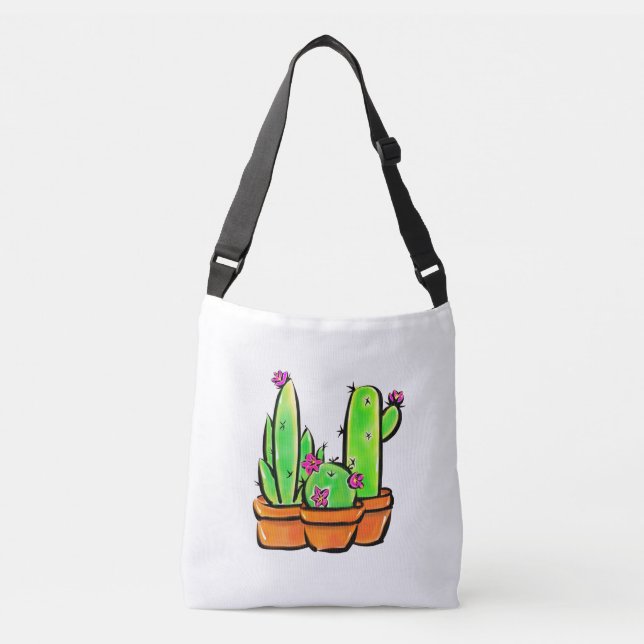 Bolso Cruzado Elegante boho Cactus cacti succulents (Anverso)