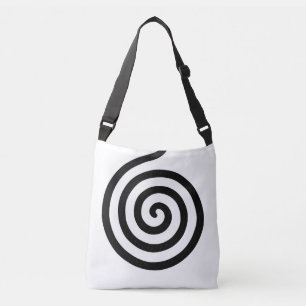 Bolso Cruzado Elegante círculo en espiral abstracto en blanco y