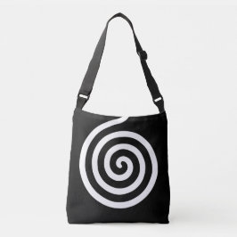 Bolso Cruzado Elegante Círculo en Espiral Abstracto en Blanco y 