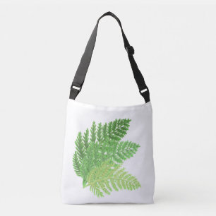 Bolso Cruzado Elegante color de agua verde helechos hojas de bos