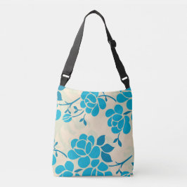 Bolso Cruzado Elegante diseño floral azul de estilo japonés |