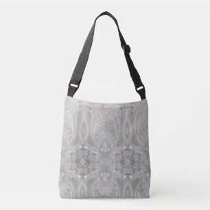 Bolso Cruzado elegante femenino chic gris crema beige blanco flo