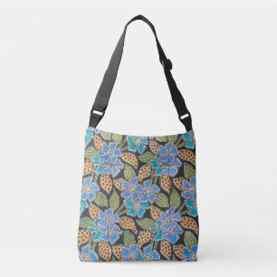 Bolso Cruzado Elegante Flor Azul Periwinkle Floral Clásico