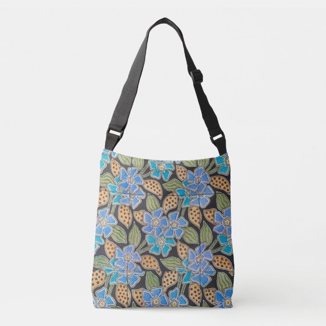 Bolso Cruzado Elegante Flor Azul Periwinkle Floral Clásico (Anverso)