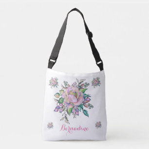 Bolso Cruzado Elegante Floral Pastel Acuarela Personalizado