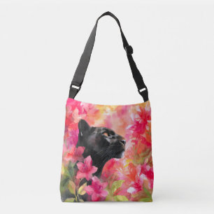Bolso Cruzado Elegante floreciente Floral Wild Panther Negro