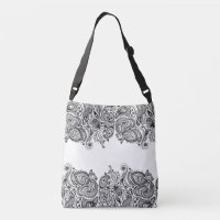 Elegante fondo blanco de encaje negro paisley