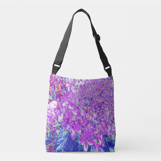 Bolso Cruzado Elegante hidrangea liga púrpura y azul (Anverso)