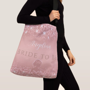 Bolso Cruzado Elegante Lluvia de Brillo Rosa Dorado de Lujo para