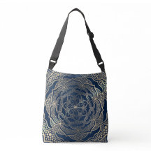 Elegante Mandala Art Boho Gold y Marina Blue Luxur