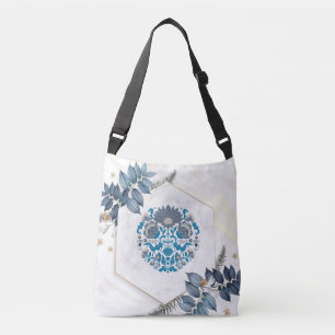 Bolso Cruzado Elegante marco floral azul