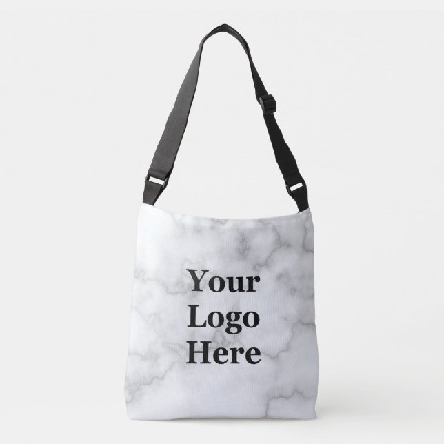 Bolso Cruzado Elegante Mármol Blanco Tu Logo Aquí Negocios (Anverso)