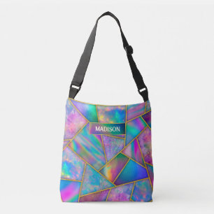 Bolso Cruzado Elegante moda holográfica en oro falso